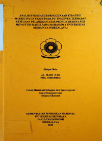 ANALISIS PENGARUH PENGGUNAAN STRATEGI MARKETING IN VENUS PADA PT. UNILEVER TERHADAP KEPUASAN PELANGGAN ATAS PRODUK REXONA FOR MEN (STUDI KASUS PADA MAHASISWA UNIVERSITAS SRIWIJAYA INDERALAYA)