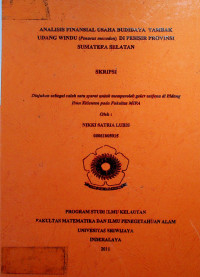 ANALISIS FINANSIAL BUDIDAYA TAMBAK UDANG WINDU (penaeus monodon) DI PESISIR PROPINSI SUMATERA SELATAN