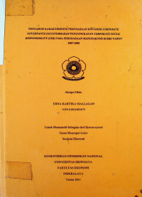 PENGARUH KARAKTERISTIK PERUSAHAAN DAN GOOD CORPORATE GOVERNANCE (GCG)TERHADAP PENGUNGKAPAN CORPORATE SOCIAL RESPONSIBILITY (CSR) PADA PERUSAHAAN MANUFAKTUR DI BEI TAHUN 2007-2008.