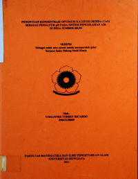 PENENTUAN KONSENTRASI OPTIMUM KALSIUM OKSIDA (CaO) SEBAGAI PENGATUR pH PADA SISTEM PENGOLAHAN AIR DI DESA SUMBER REJO