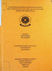 ANALISIS PENILAIAN KESEHATAN KINERJA KEUANGAN BANK DENGAN MENGGUNAKAN RASIO CAMEL PADA PT. BANK MANDIRI (PERSERO) TBK PERIODE 2006-2010