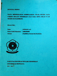 UPAYA MENINGKATKAN PEMBELAJARAN TOLAK PELURU GAYA O’BRIEN MELALUI MODIFIKASI ALAT PADA SISWA KELAS VI SD NEGERI 164 PALEMBANG