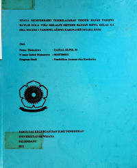 UPAYA MEMPERBAIKI PEMBELAJARAN TEKNIK DASAR PASSING BAWAH BOLA VOLI MELALUI METODE BAGIAN SISWA KELAS X.5 SMA NEGERI 1 TANJUNG AGUNG KABUPATEN MUARA ENIM