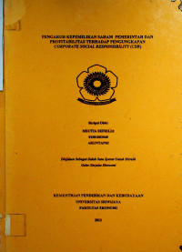 PENGARUH KEPEMILIKAN SAHAM PEMERINTAH DAN PROFITABILITAS TERHADAP PENGUNGKAPAN CORPORATE SOCIAL RESPONSIBILITY (CSR)