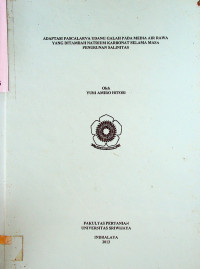 ADAPTASI PASCALARVA UDANG GALAH PADA MEDIA AIR RAWA YANG DITAMBAH NATRIUM KARBONAT SELAMA MASA PENURUNAN SALINITAS
