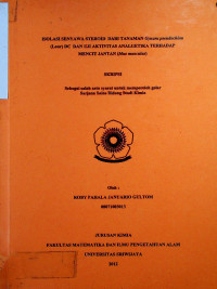 ISOLASI SENYAWA STEROID DARI TANAMAN Gynura pseudochina (Lour) DC DAN UJI AKTIVITAS ANALGETIKA TERHADAP MENCIT JANTAN (Mus musculus)