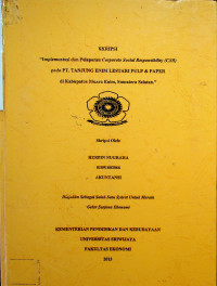 IMPLEMENTASI DAN PELAPORAN COKJPORATESOCIAL RESPONSIBILITY(CSR) PADA PT TANJUNG ENIM LESTARI PULP & PAPER DI KABUPATEN MUARA ENIM, SUMATERA SELATAN