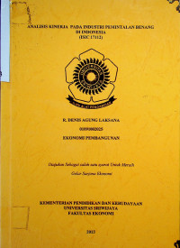 ANALISIS KINERJA PADA INDUSTRI PEMINTALAN BENANG DI INDONESIA (ISIC 17112)