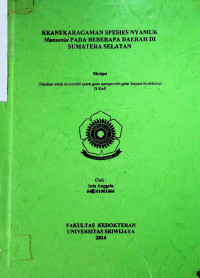 KEANEKARAGAMAN SPESIES NYAMUK Mansonia PADA BEBERAPA DAERAH DI SUMATERA SELATAN