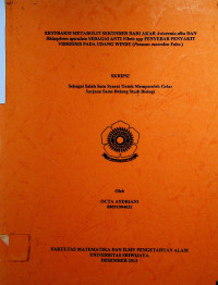 EKSTRAKSI METABOLIT SEKUNDER DARI AKAR Avicennia alba DAN Rhizophora apiculata SEBAGAI ANTI Vibrio spp PENYEBAB PENYAKIT VIBRIOSIS PADA UDANG WINDU (Penaeus monodon Fabr.)