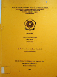 PENGARUH KARAKTERISTIK PERUSAHAAN TERHADAP RISK MANAGEMENT DISCLOSURE PADA PERUSAHAAN MANUFAKTUR YANG TERDAFTAR DI BURSA EFEK INDONESIA TAHUN 2010-2012