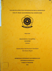 ANALISIS PELAPORAN DAN PENGENDALIAN BIAYA LINGKUNGAN PADA PT. BUKIT ASAM (Persero) Tbk. TANJUNG ENIM
