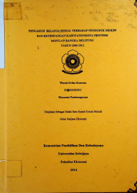 PENGARUH BELANJA MODAL TERHADAP PENDUDUK MISKIN DAN KETIMPANGAN KABUPATEN/KOTA PROVINSI KEPULAN BANGKA BELITUNG TAHUN 2008-2012