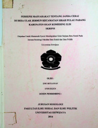 PERSEPSI MASYARAKAT TENTANG JANDA CERAI DI DESA ULAK JERMUN KECAMATAN SIRAH PULAU PADANG KABUPATEN OGAN KOMERING ILIR