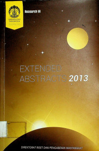 EXTENDED ABSTRACTS UNIVERSITAS INDONESIA 2013