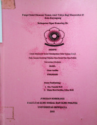 FUNGSI SOSIAL EKONOMI TAMAN AMRI YAHYA BAGI MASYARAKAT DI KOTA KAYU AGUNG KABUPATEN OGAN KOMERING ILIR