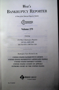 West's BANKRUPTCY REPORTER; A Unit of the National Reporter System Volume 275