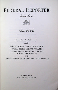 FEDERAL REPORTER Second Series Volume 297 F.2d