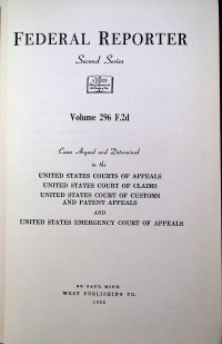 FEDERAL REPORTER Second Series Volume 296 F.2d