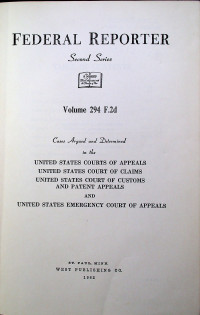 FEDERAL REPORTER Second Series Volume 294 F.2d