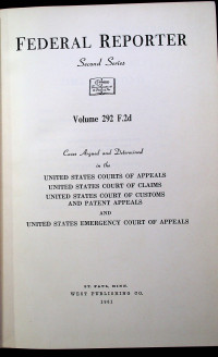 FEDERAL REPORTER Second Series Volume 292 F.2d