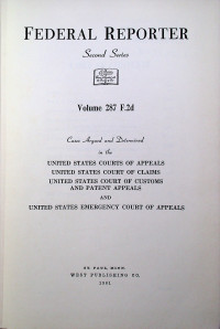 FEDERAL REPORTER Second Series Volume 287 F.2d