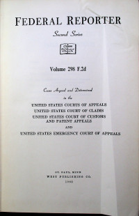 FEDERAL REPORTER Second Series Volume 298 F.2d