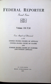 FEDERAL REPORTER Second Series Volume 334 F.2d