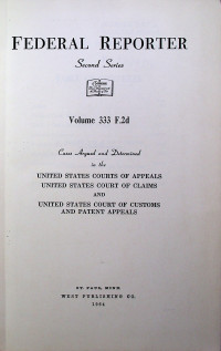 FEDERAL REPORTER Second Series Volume 333 F.2d