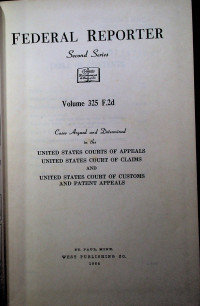 FEDERAL REPORTER Second Series Volume 325 F.2d
