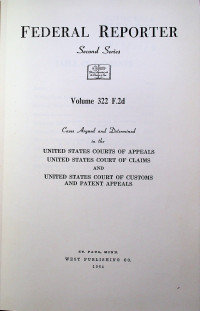 FEDERAL REPORTER Second Series Volume 322 F.2d