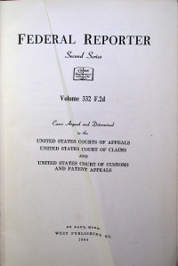 FEDERAL REPORTER Second Series Volume 332 F.2d