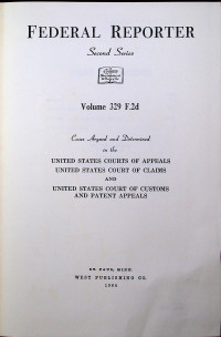 FEDERAL REPORTER Second Series Volume 329 F.2d
