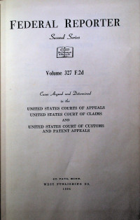 FEDERAL REPORTER Second Series Volume 327 F.2d