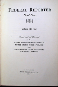 FEDERAL REPORTER Second Series Volume 320 F.2d