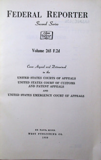 FEDERAL REPORTER, Second Series, Volume 265 F.2d