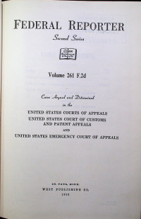 FEDERAL REPORTER, Second Series, Volume 261 F.2d
