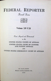 FEDERAL REPORTER, Second Series, Volume 249 F.2d