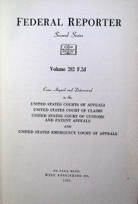 FEDERAL REPORTER, Second Series, Volume 282 F.2d
