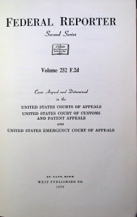 FEDERAL REPORTER, Second Series, Volume 252 F.2d