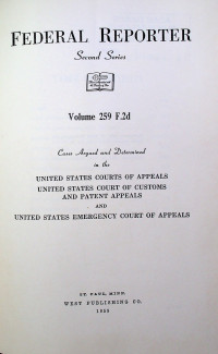 FEDERAL REPORTER, Second Series, Volume 259 F.2d
