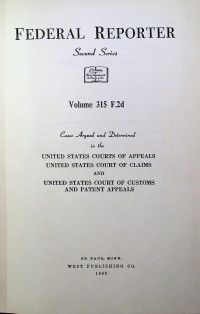 FEDERAL REPORTER, Second Series, Volume 315 F.2d