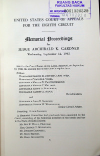 UNITED STATES COURT OF APPEALS FOR THE EIGHTH CIRCUIT: Memorial Proceedings