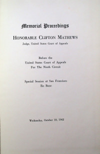 Memorial Proceeings HONORABLE CLIFTION MATHEWS