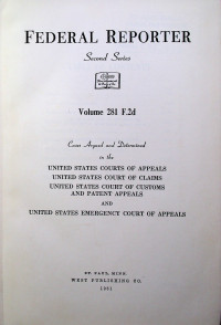 FEDERAL REPORTER, Second Series, Volume 281 F.2d