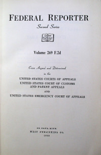 FEDERAL REPORTER, Second Series, Volume 269 F.2d