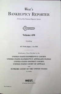 West's BANKRUPTCY REPORTER; A Unit of the National Reporter System Volume 450