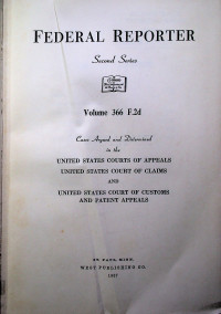 FEDERAL REPORTER, Second Series, Volume 366 F.2d