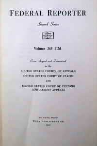 FEDERAL REPORTER, Second Series, Volume 365 F.2d