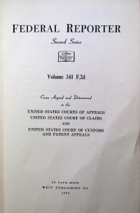 FEDERAL REPORTER, Second Series, Volume 341 F.2d
